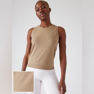 Athleta In Motion Seamless Tank Sweat Wicking, Breathable, Zero Chaffing in Sand